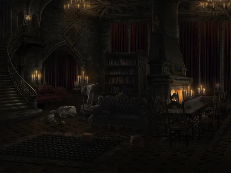 2 сезон 2 серия - Разрушенная статуя в гостинной в замка Алистера / Днём