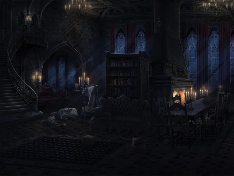 2 сезон 2 серия - Разрушенная статуя в гостинной в замка Алистера / Ночью